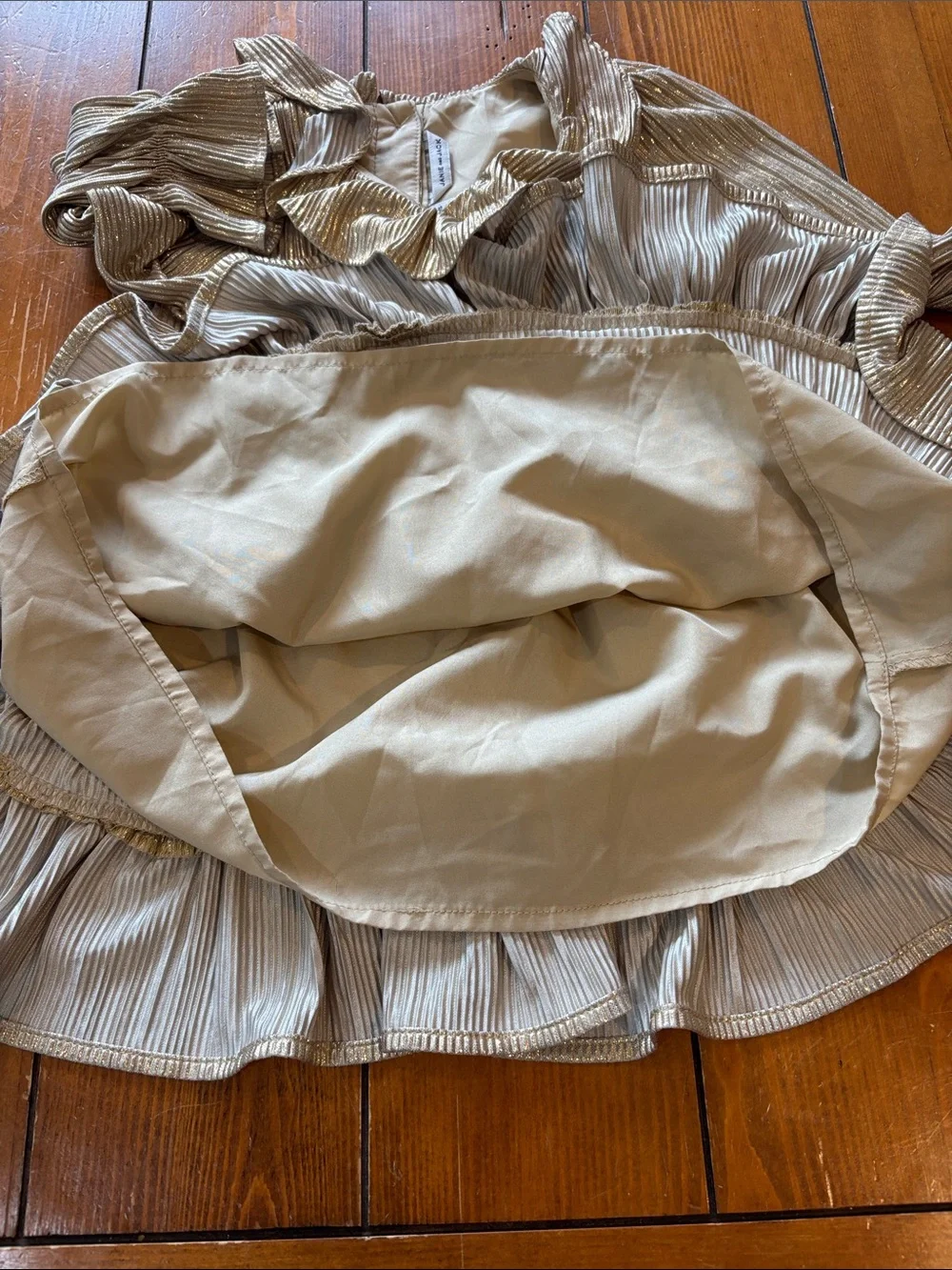 Janie and Jack Gold Metallic Ruffle Party Dress Size Girls 18-24 Months EUC